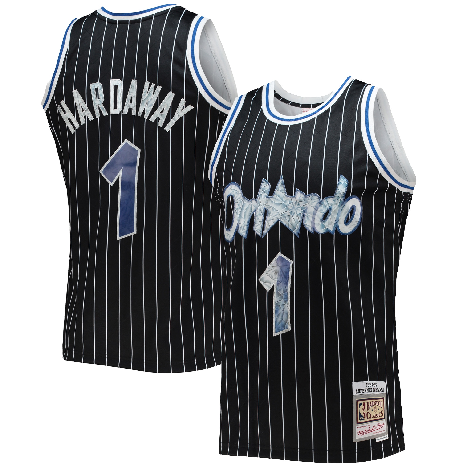 Men's Orlando Magic Penny Hardaway Black 1996/97 Hardwood Classics NBA 75th Anniversary Diamond Swingman Jersey
