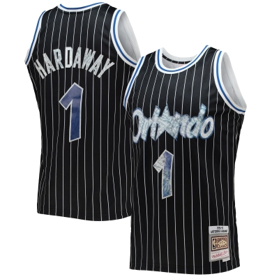 Men's Orlando Magic Penny Hardaway Black 1996/97 Hardwood Classics NBA 75th Anniversary Diamond Swingman Jersey 01