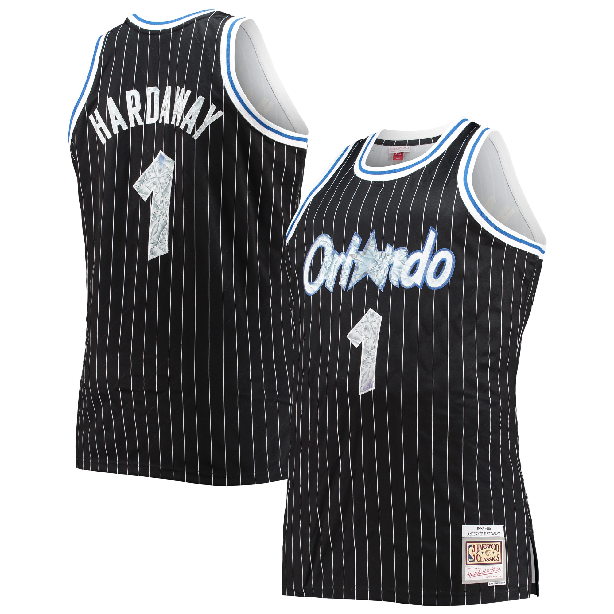 Men's Orlando Magic Penny Hardaway Black Big & Tall 1994/95 NBA 75th Anniversary Diamond Swingman Jersey