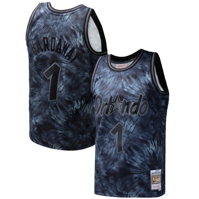 Men's Orlando Magic Penny Hardaway Black Hardwood Classics 1984/85 Tie-Dye Swingman Jersey 01
