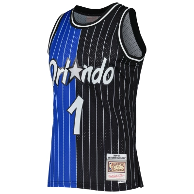 Men's Orlando Magic Penny Hardaway Blue/Black Hardwood Classics 1994/95 Split Swingman Jersey 02