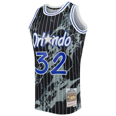 Men's Orlando Magic Shaquille O'Neal Black 1994/95 Hardwood Classics Marble Swingman Jersey 02