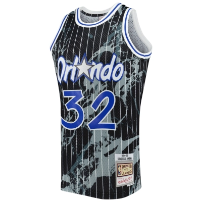 Men's Orlando Magic Shaquille O'Neal Black 1994/95 Hardwood Classics Marble Swingman Jersey 02