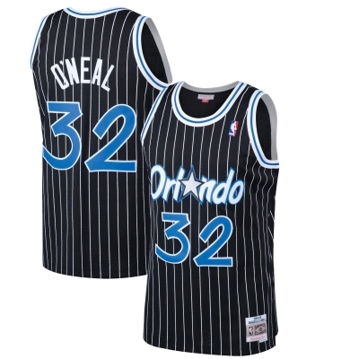 Men's Orlando Magic Shaquille O'Neal Black Hardwood Classics Swingman Jersey 01