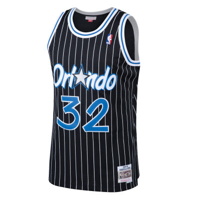 Men's Orlando Magic Shaquille O'Neal Black Hardwood Classics Swingman Jersey 02