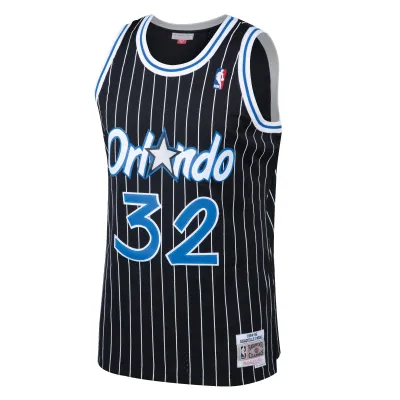 Men's Orlando Magic Shaquille O'Neal Black Hardwood Classics Swingman Jersey 02