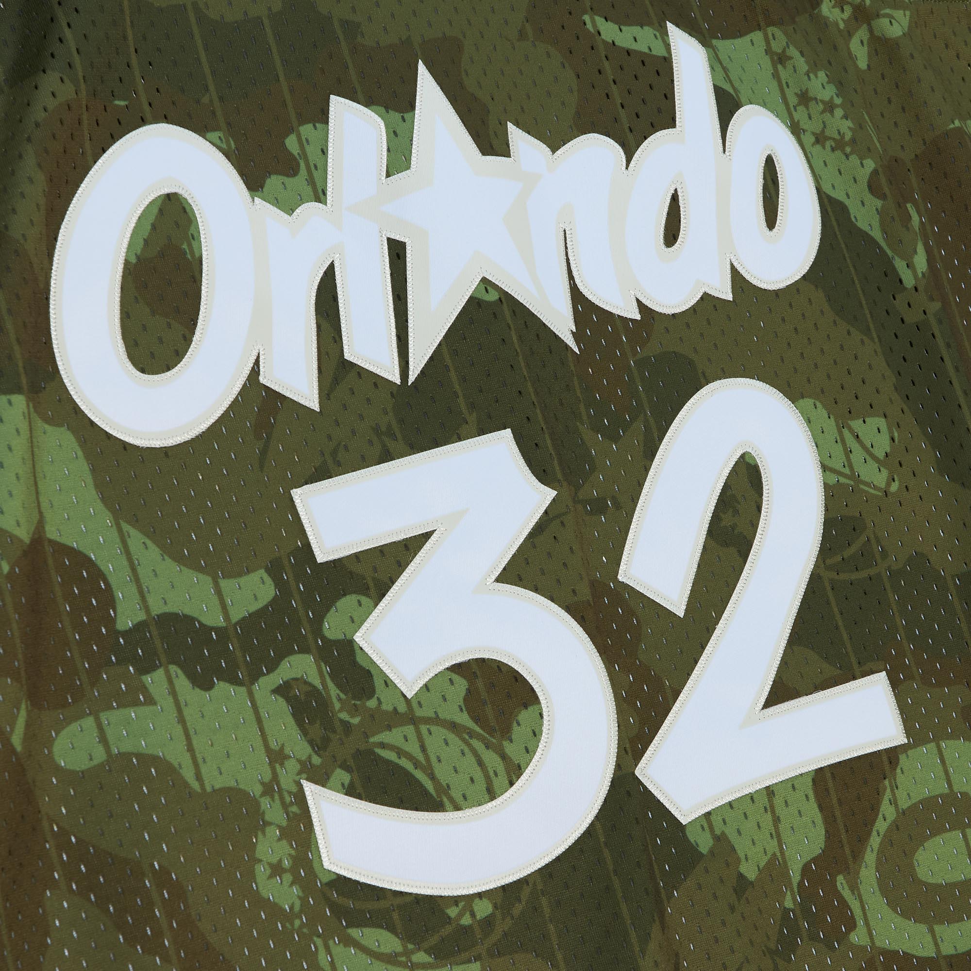 Men's Orlando Magic Shaquille O'Neal Camo Hardwood Classics 1994/95 Ghost Green Swingman Jersey