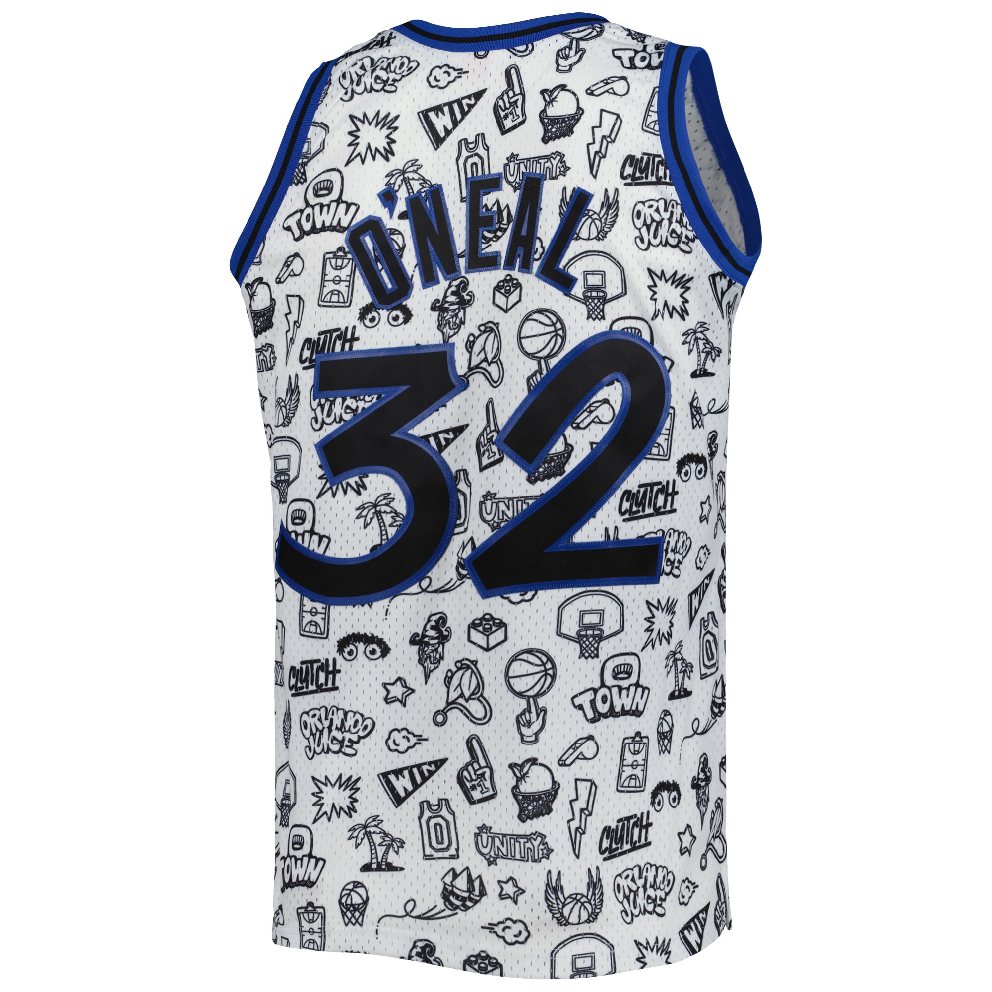 Men's Orlando Magic Shaquille O'Neal White 1994/95 Hardwood Classics Doodle Swingman Jersey