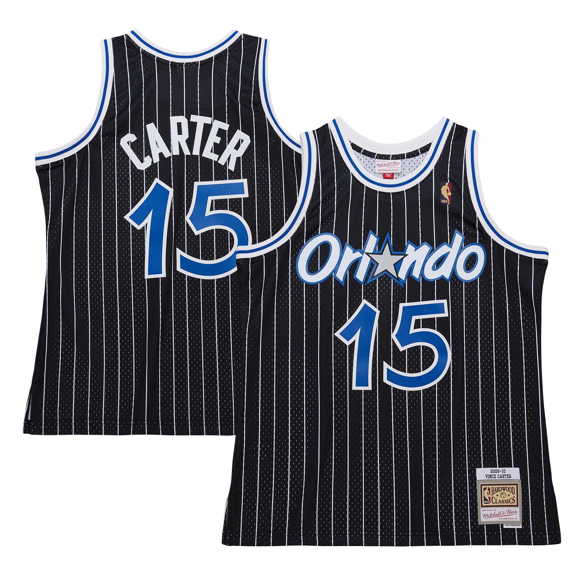 Men's Orlando Magic Vince Carter Black 2009/10 Hardwood Classics Swingman Jersey