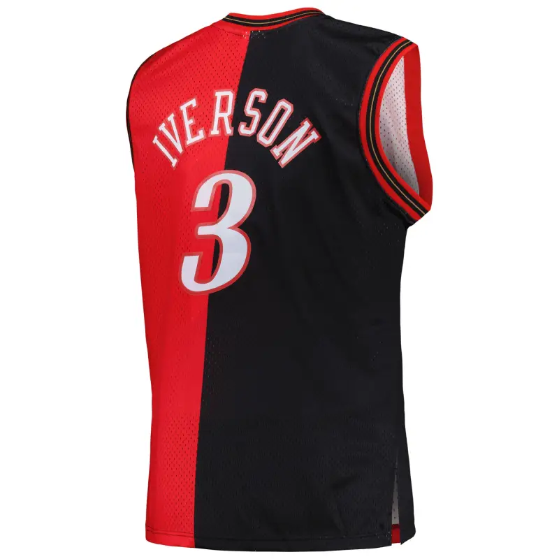 Men's Philadelphia 76ers Black/Red Big & Tall Hardwood Classics 2000/01 Split Swingman Jersey