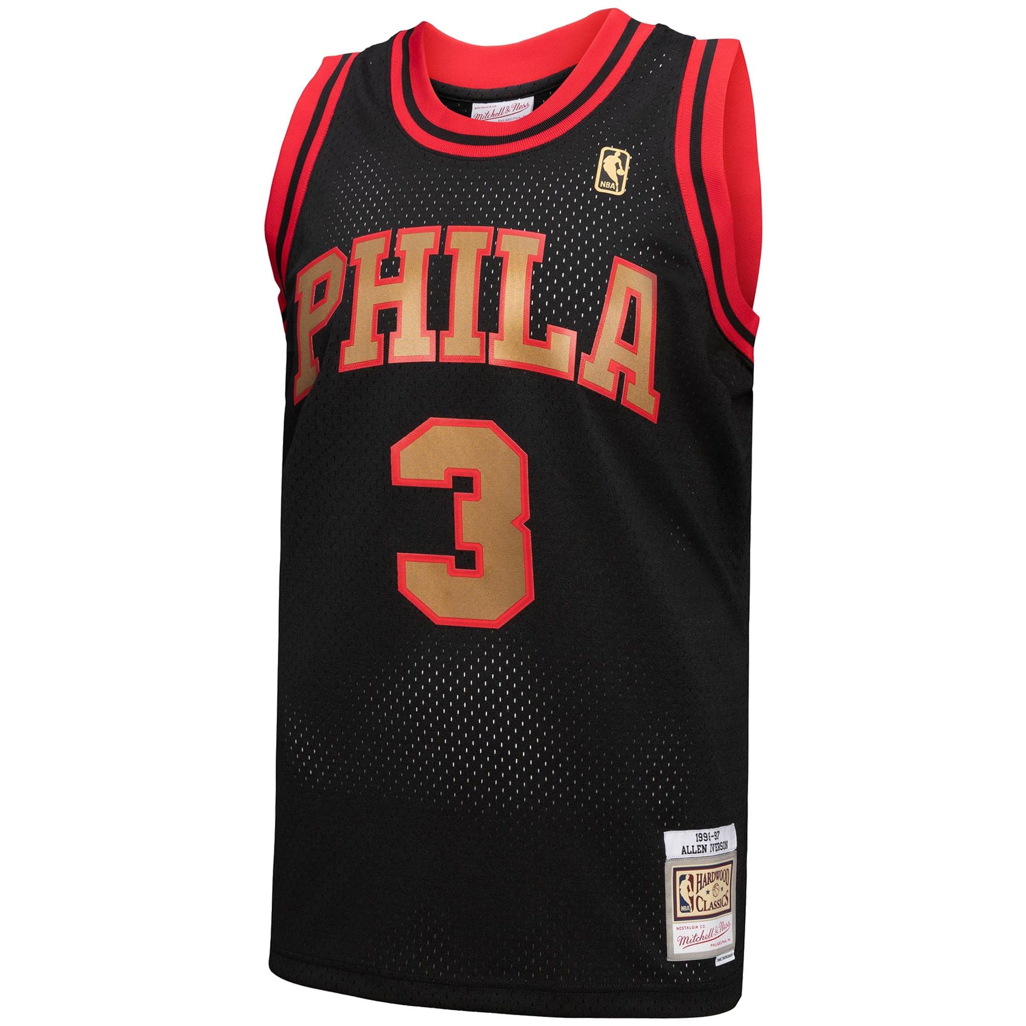 Men's Philadelphia 76ers Allen Iverson Black 1996/97 Hardwood Classics Reload 3.0 Swingman Jersey