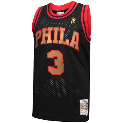 Men's Philadelphia 76ers Allen Iverson Black 1996/97 Hardwood Classics Reload 3.0 Swingman Jersey 02