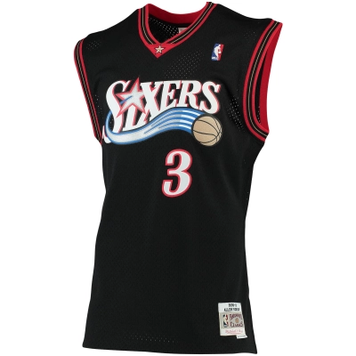 Men's Philadelphia 76ers Allen Iverson Black 2000/01 Big & Tall Hardwood Classics Swingman Jersey 02