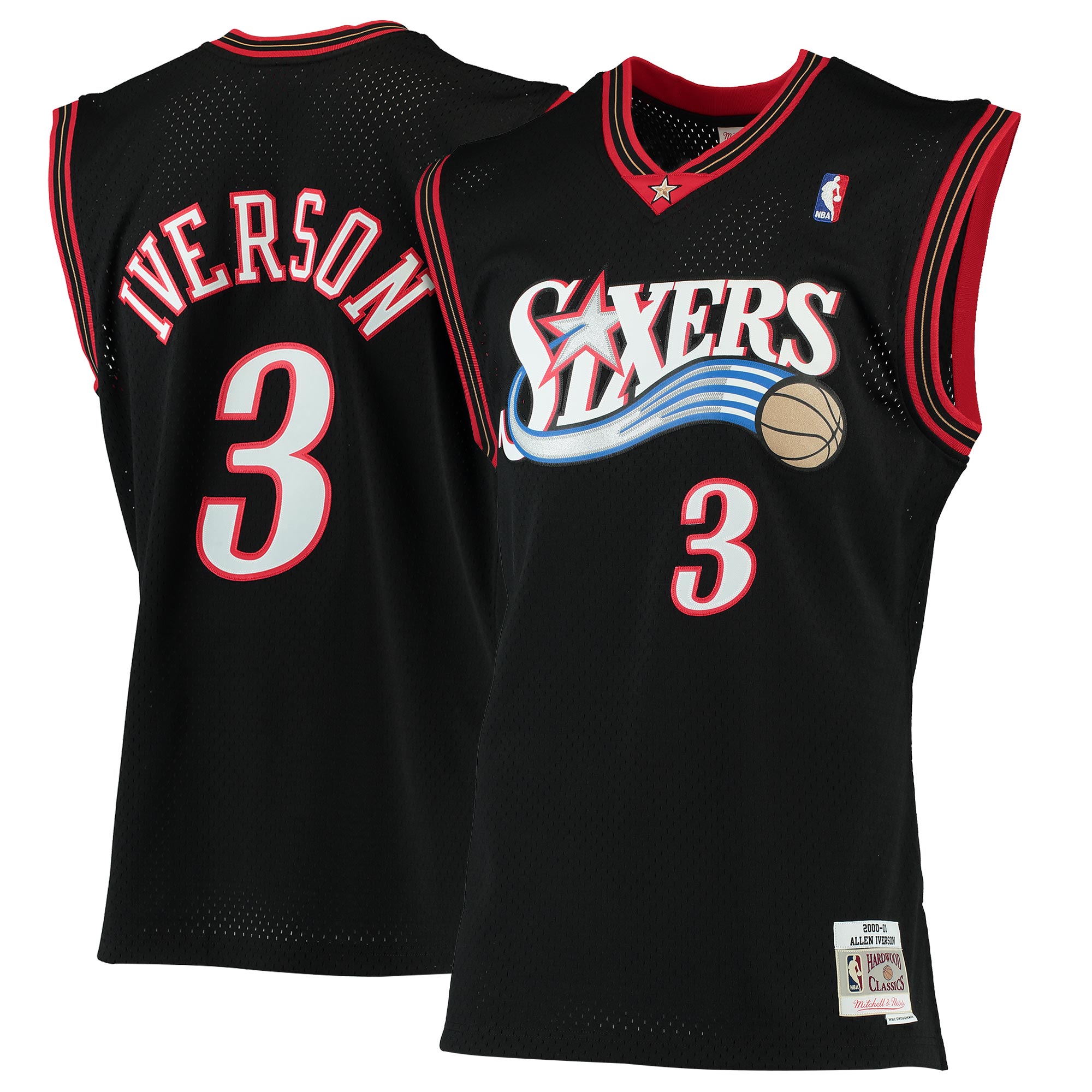 Men's Philadelphia 76ers Allen Iverson Black 2000/01 Hardwood Classics Swingman Jersey