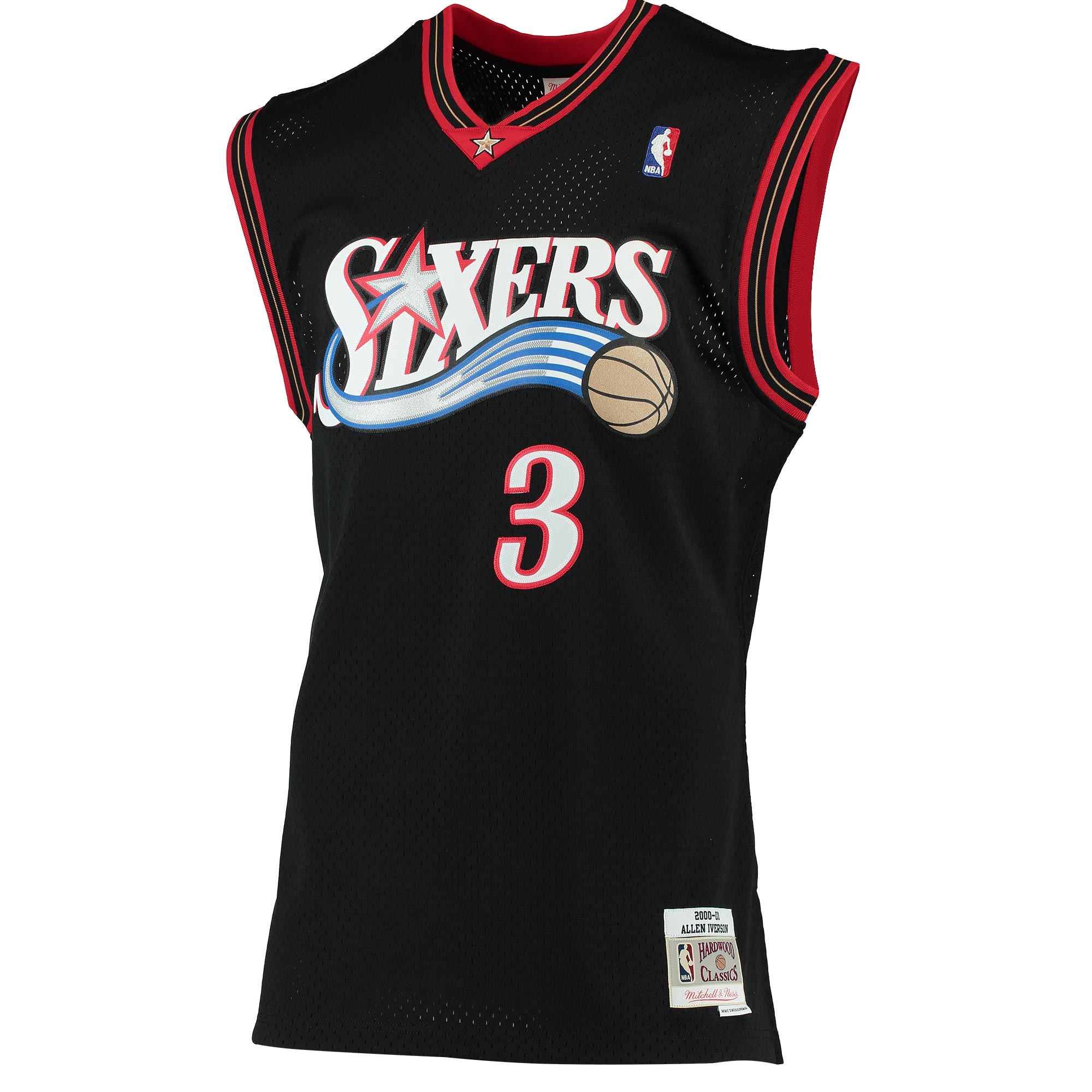 Men's Philadelphia 76ers Allen Iverson Black 2000/01 Hardwood Classics Swingman Jersey