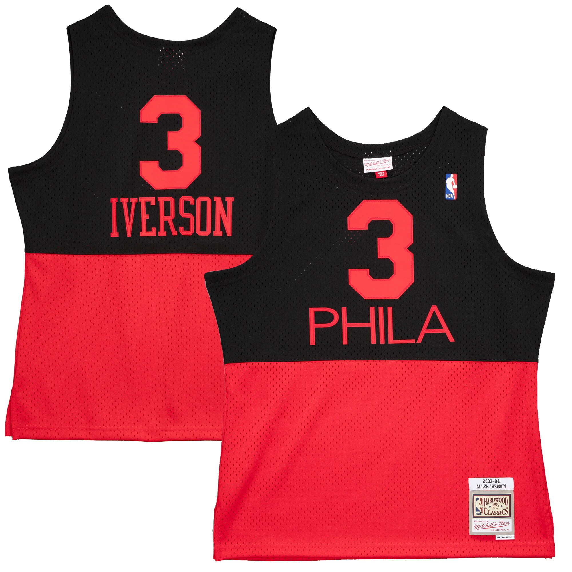 Men's Philadelphia 76ers Allen Iverson Black 2003/04 Hardwood Classics Reload 2.0 Swingman Jersey