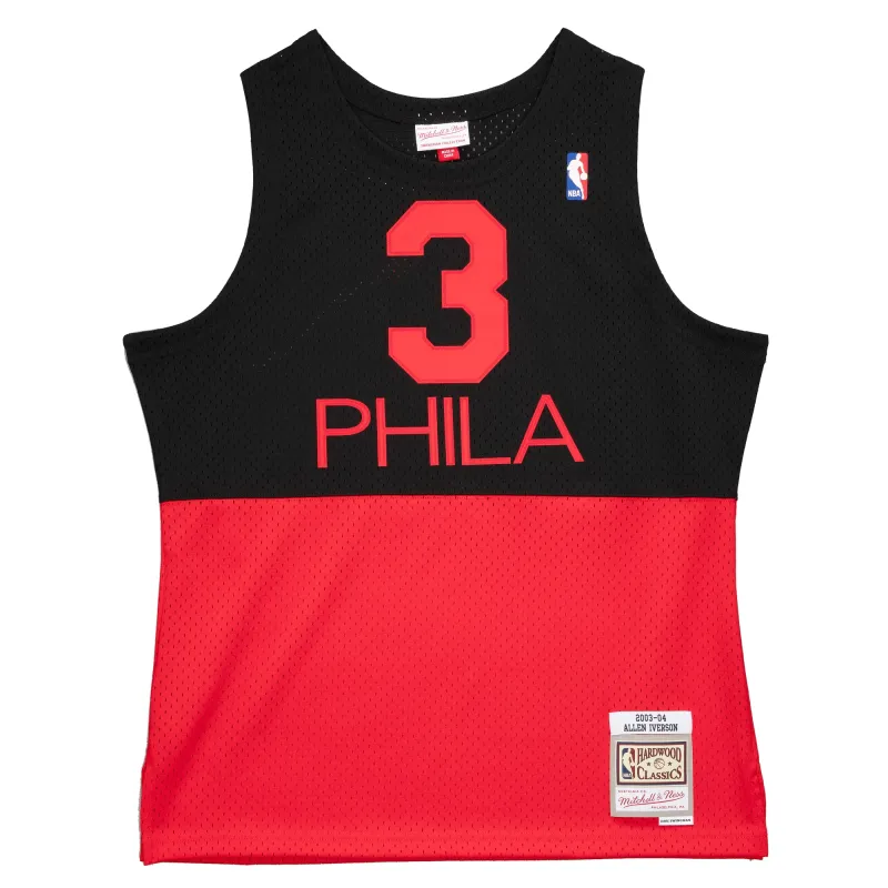 Men's Philadelphia 76ers Allen Iverson Black 2003/04 Hardwood Classics Reload 2.0 Swingman Jersey