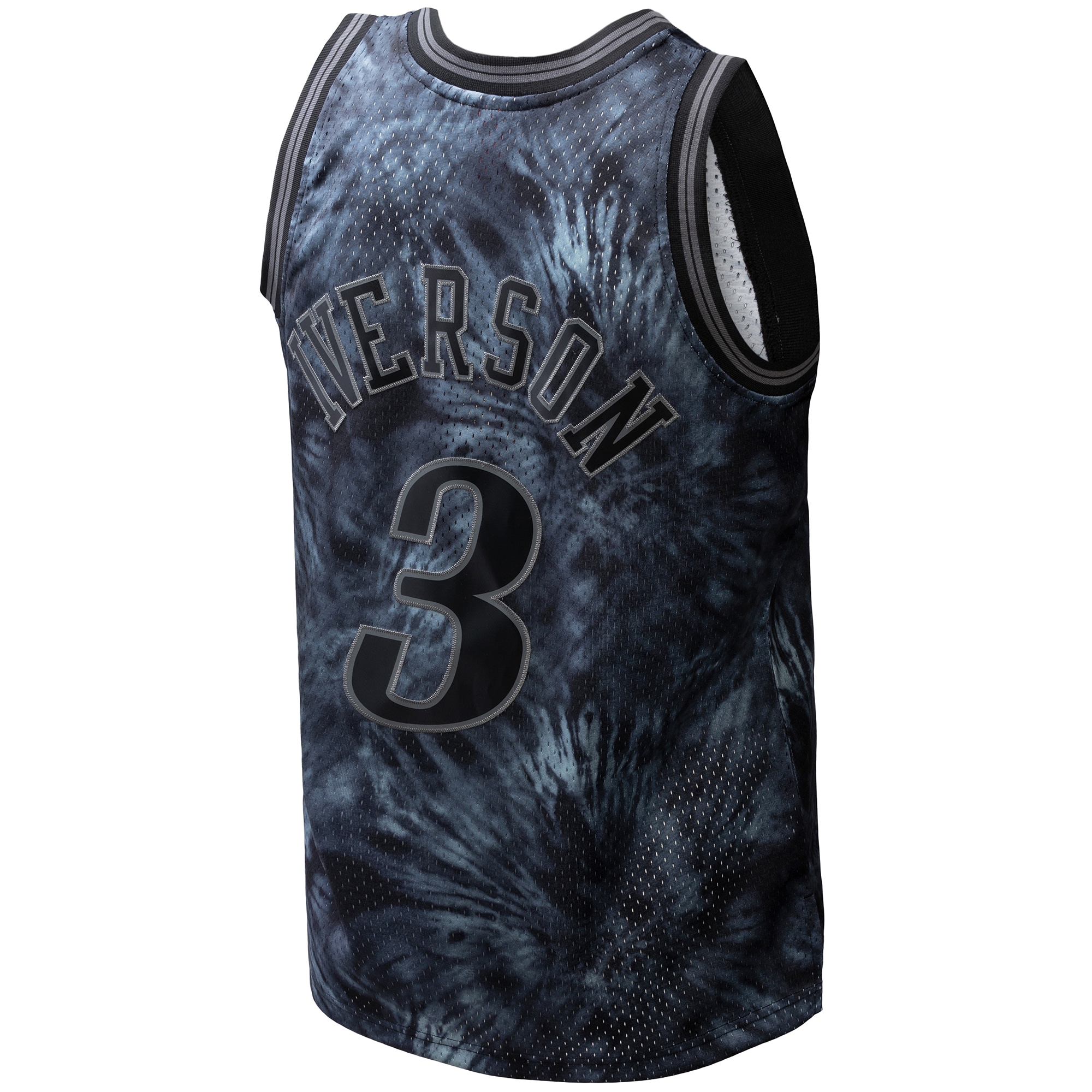 Men's Philadelphia 76ers Allen Iverson Black Hardwood Classics 1997/98 Tie-Dye Swingman Jersey