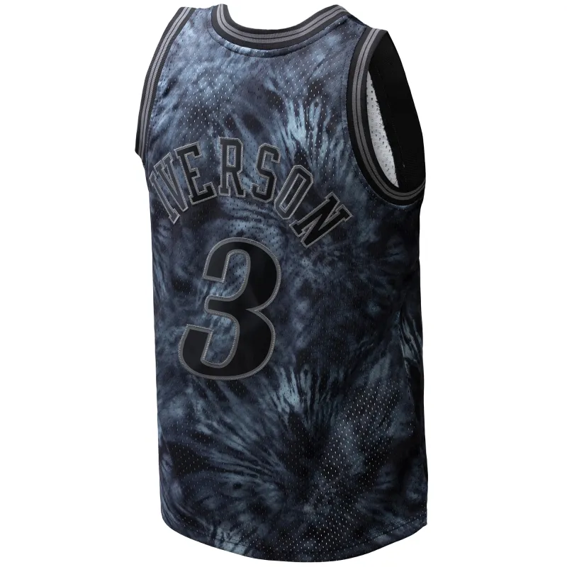 Men's Philadelphia 76ers Allen Iverson Black Hardwood Classics 1997/98 Tie-Dye Swingman Jersey