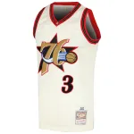 Men's Philadelphia 76ers Allen Iverson Cream Chainstitch Swingman Jersey
