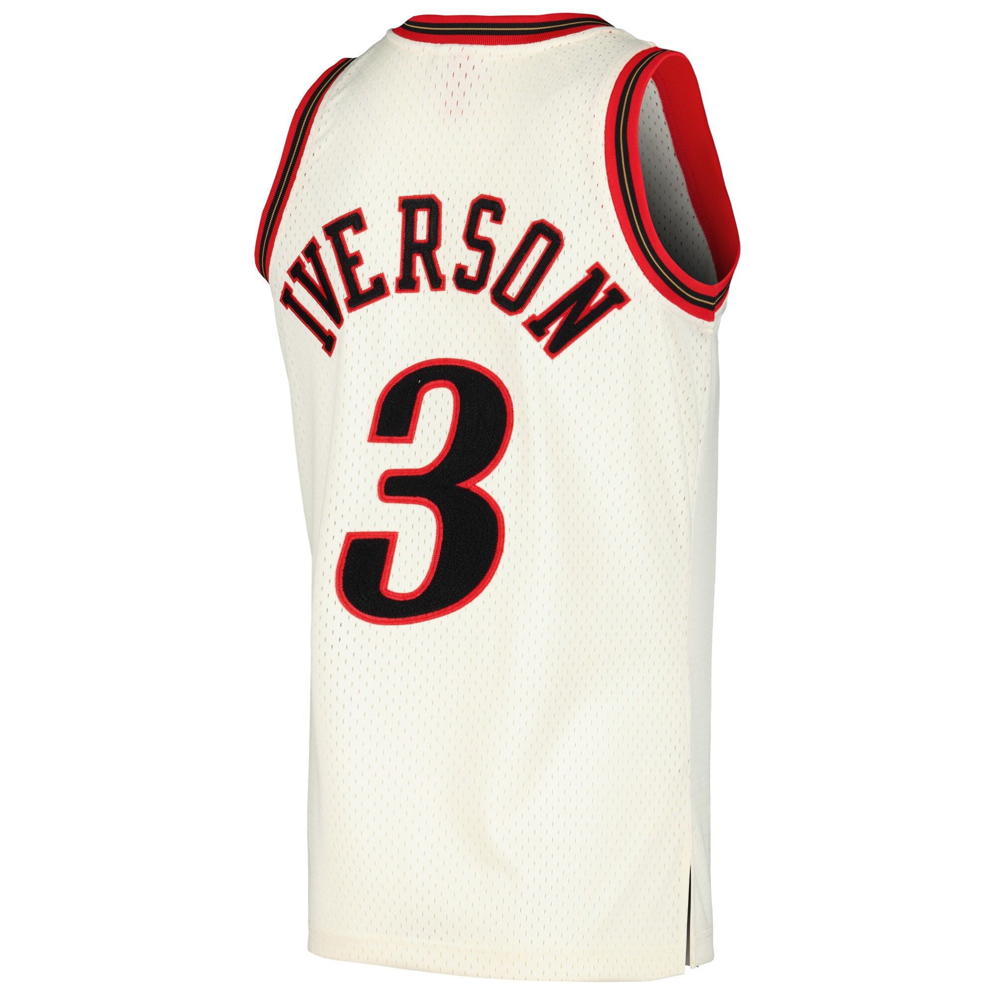 Men's Philadelphia 76ers Allen Iverson Cream Chainstitch Swingman Jersey