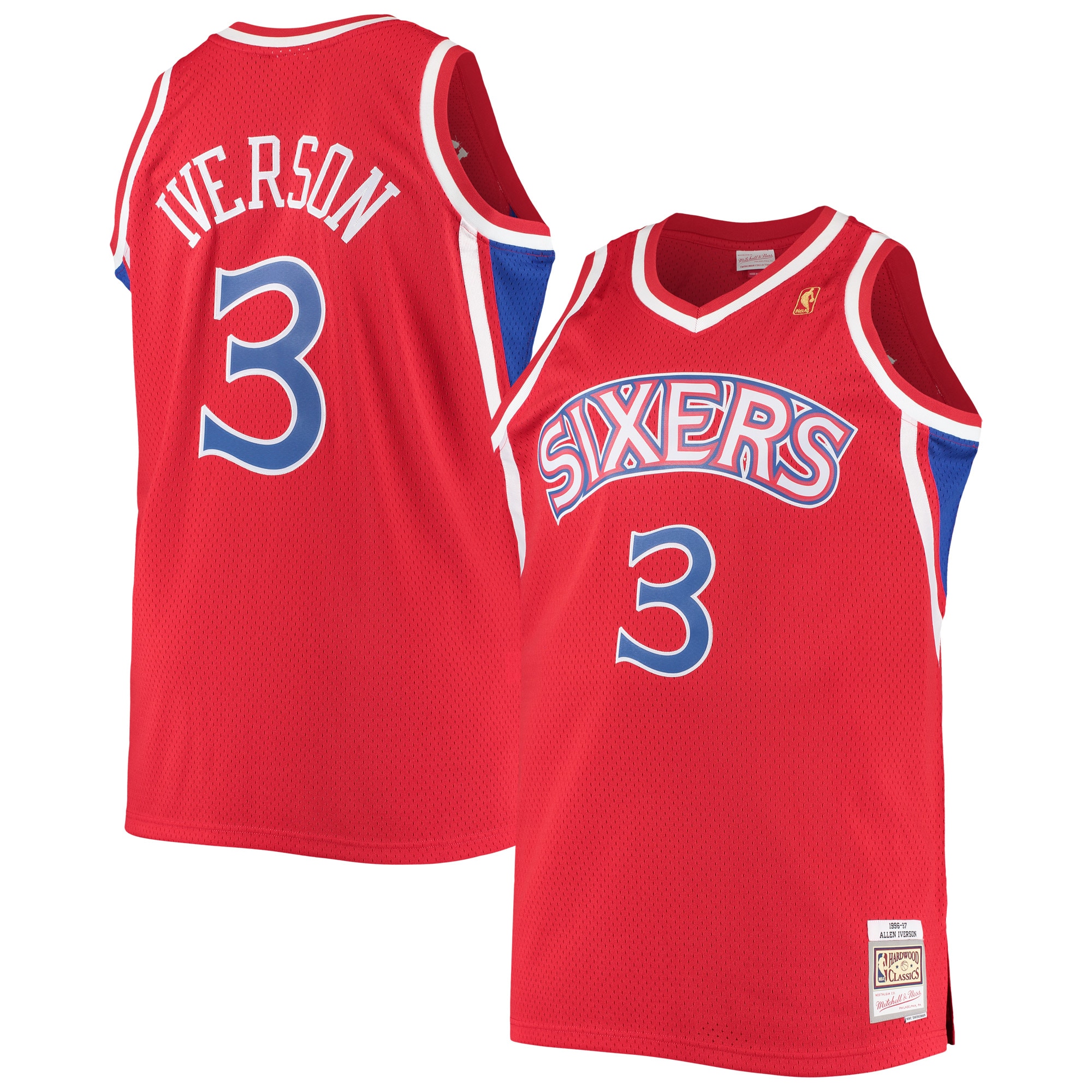 Men's Philadelphia 76ers Allen Iverson Red 1996/97 Big & Tall Hardwood Classics Swingman Jersey