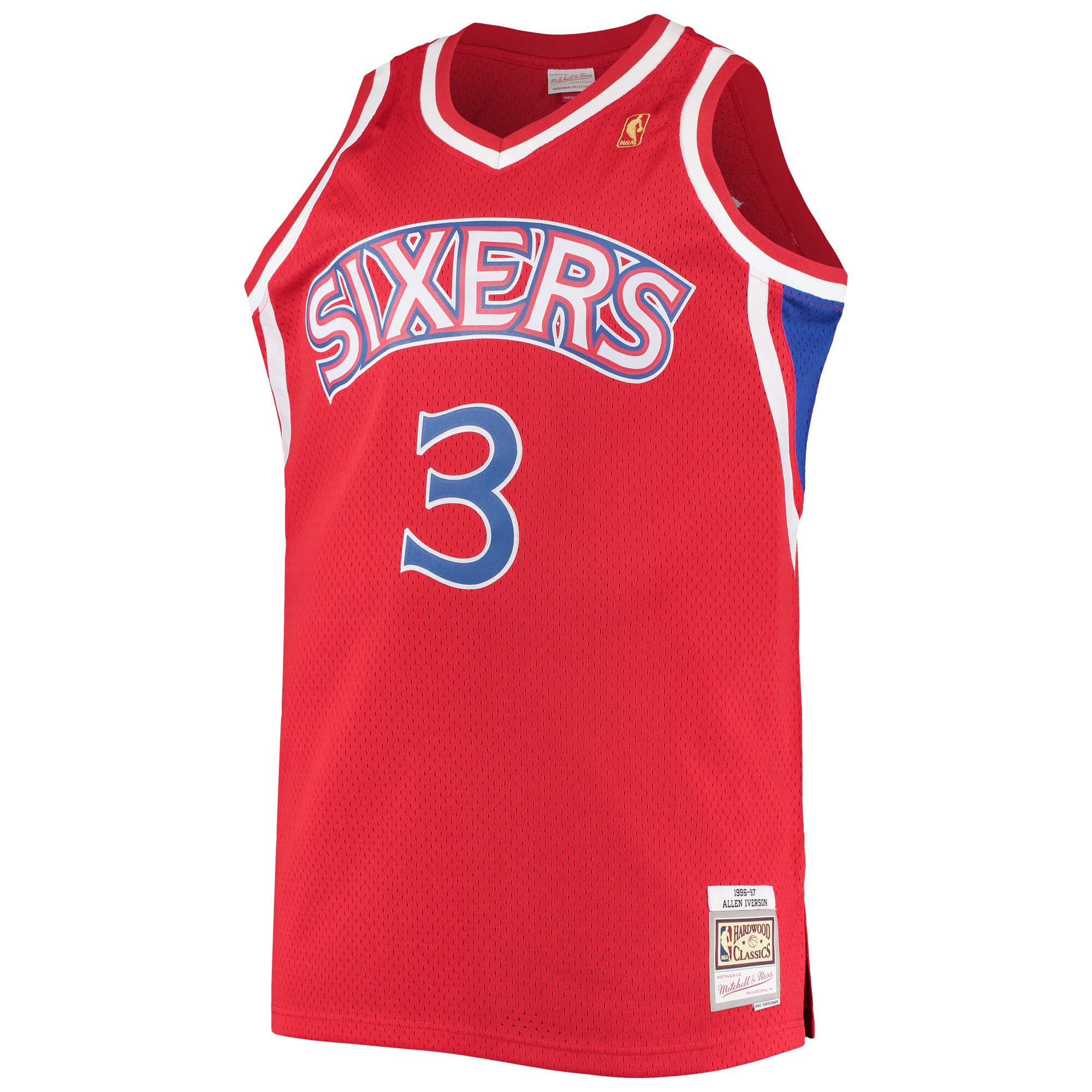 Men's Philadelphia 76ers Allen Iverson Red 1996/97 Big & Tall Hardwood Classics Swingman Jersey
