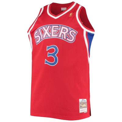 Men's Philadelphia 76ers Allen Iverson Red 1996/97 Big & Tall Hardwood Classics Swingman Jersey 02