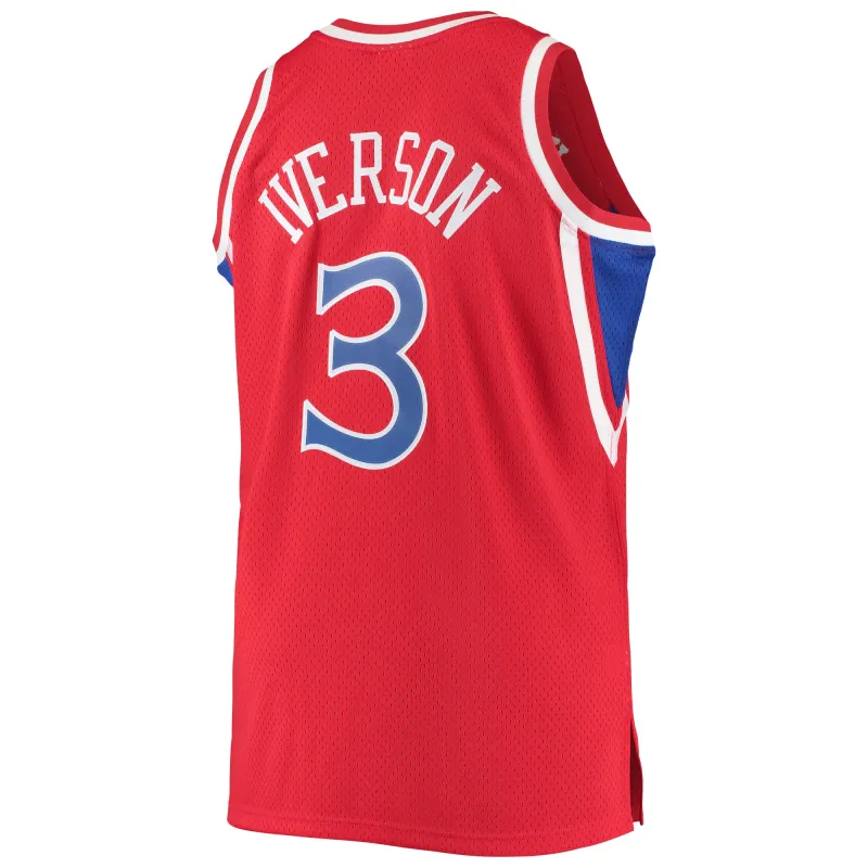 Men's Philadelphia 76ers Allen Iverson Red 1996/97 Big & Tall Hardwood Classics Swingman Jersey