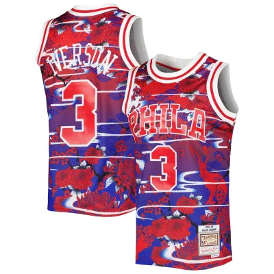 Men's Philadelphia 76ers Allen Iverson Red 1996/97 Hardwood Classics Lunar New Year Swingman Jersey 01