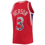 Men's Philadelphia 76ers Allen Iverson Red 1996/97 Hardwood Classics NBA 75th Anniversary Diamond Swingman Jersey