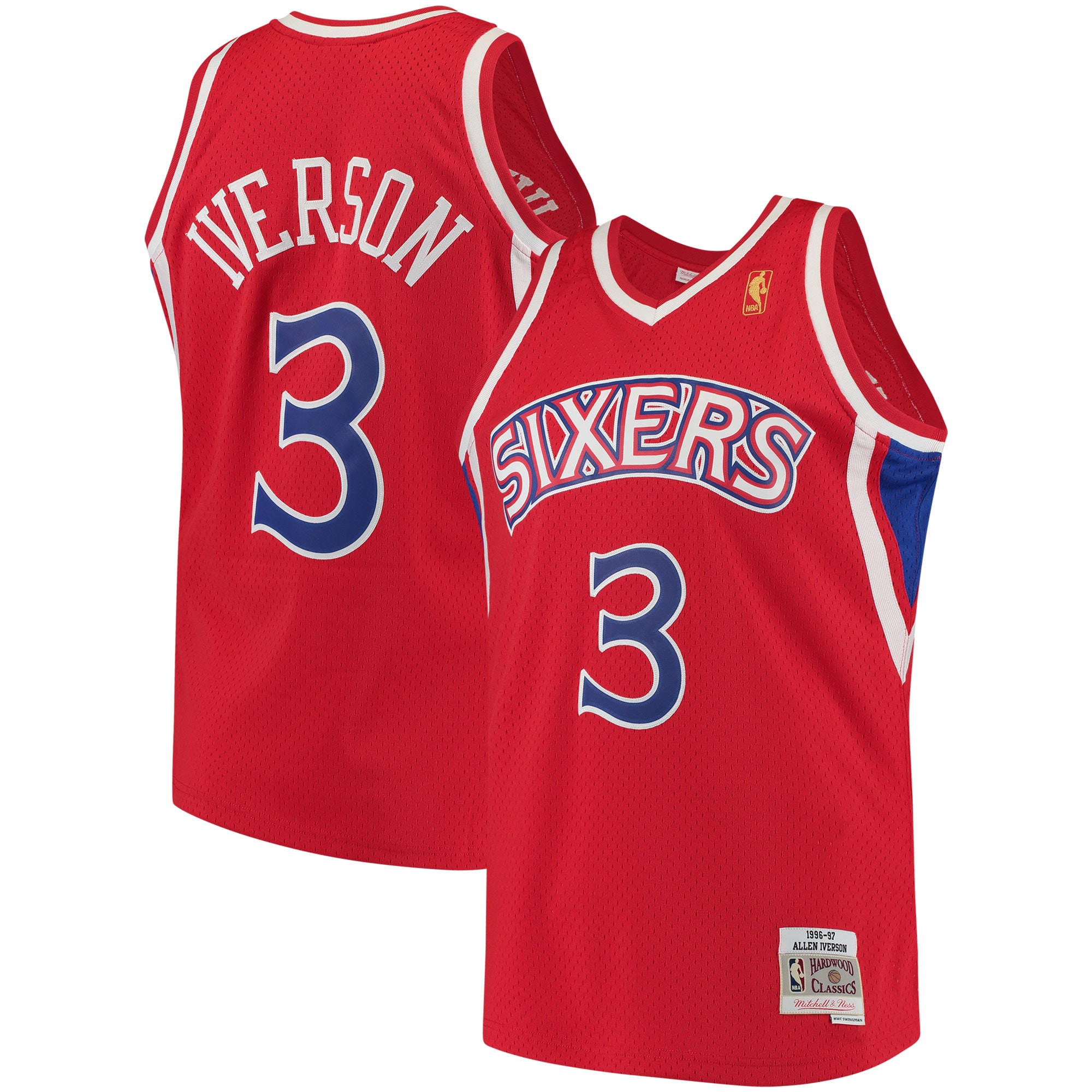 Men's Philadelphia 76ers Allen Iverson Red 1996/97 Hardwood Classics Swingman Jersey