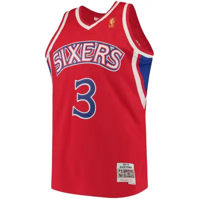 Men's Philadelphia 76ers Allen Iverson Red 1996/97 Hardwood Classics Swingman Jersey 02