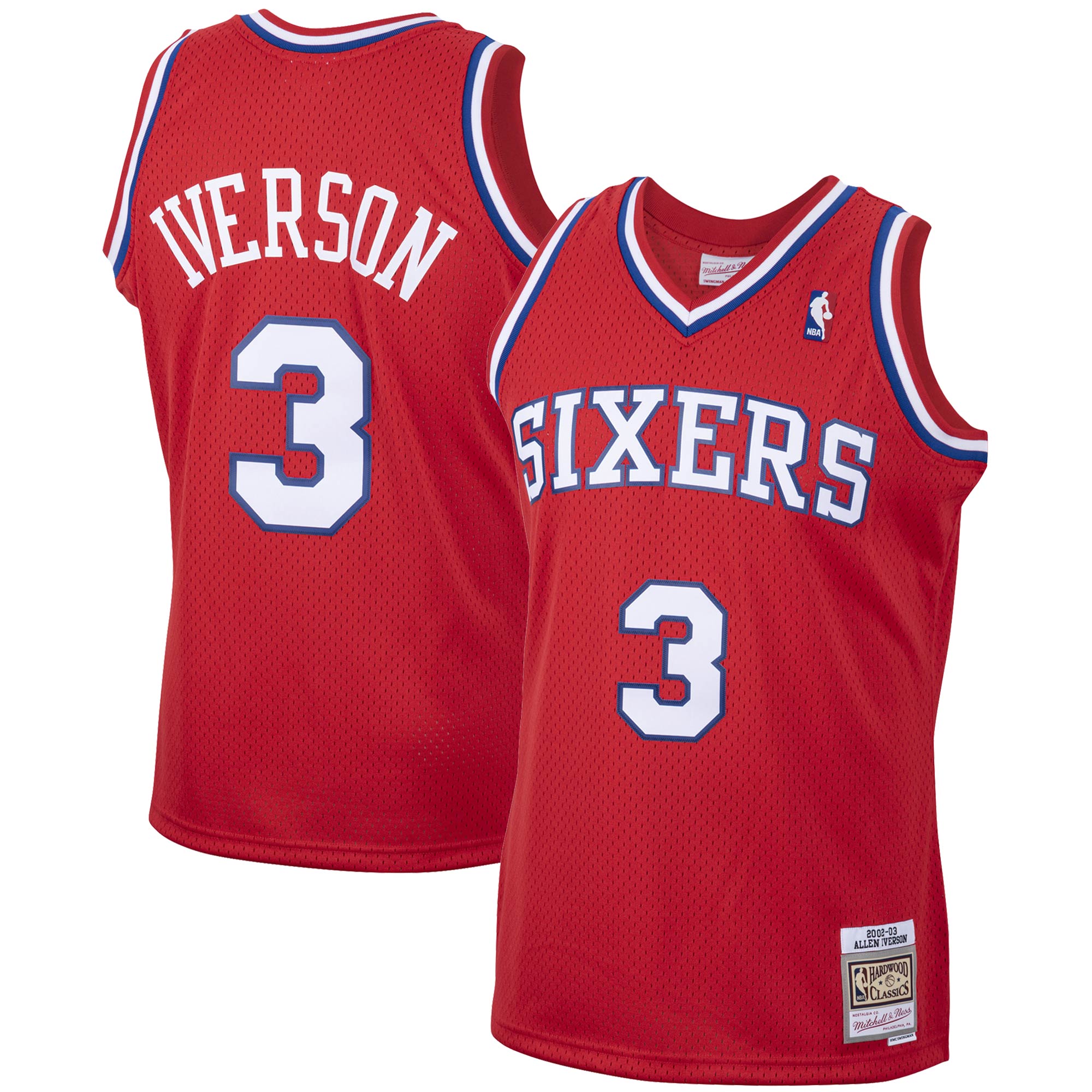 Men's Philadelphia 76ers Allen Iverson Red 2001/02 Hardwood Classics Swingman Jersey