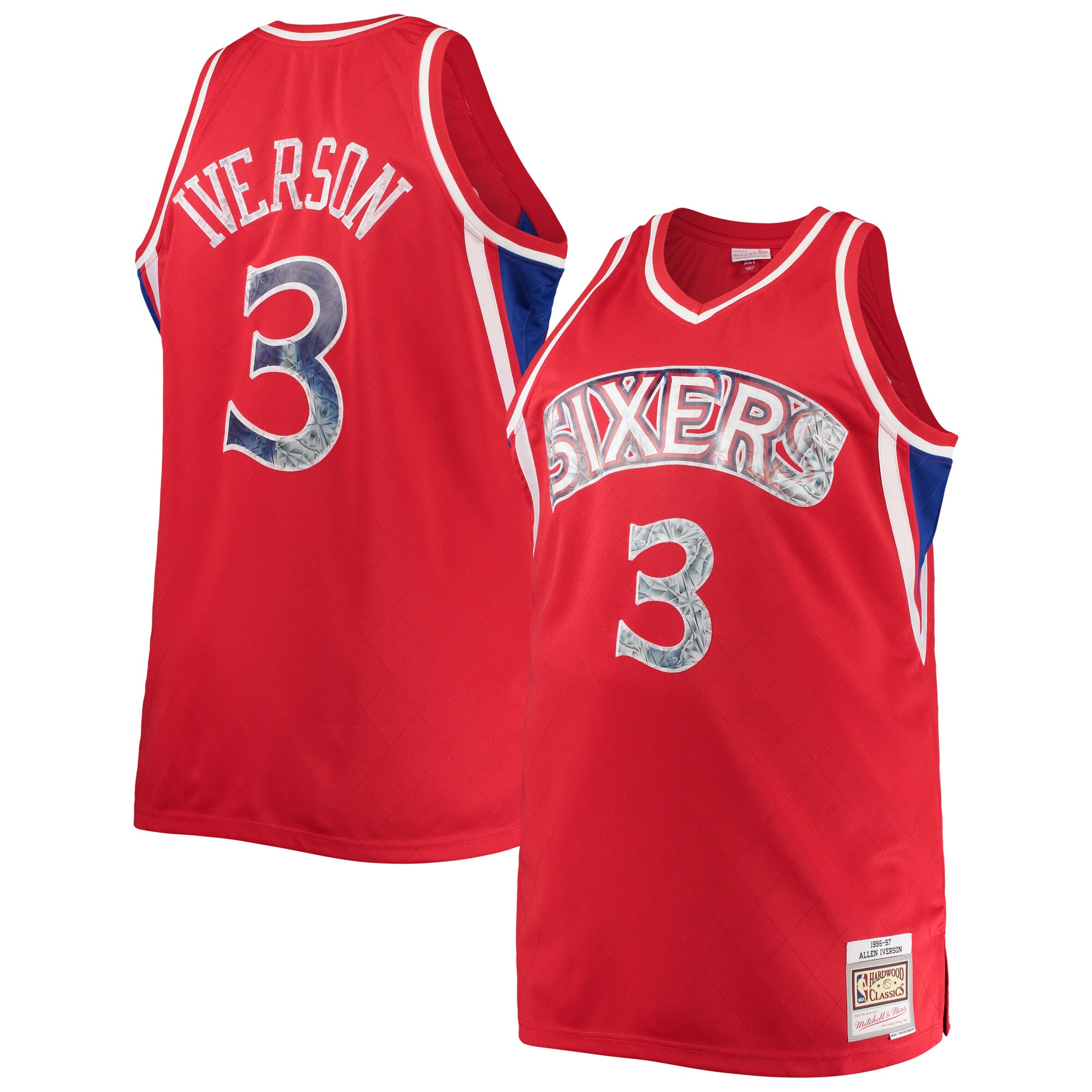 Men's Philadelphia 76ers Allen Iverson Red Big & Tall 1996/97 NBA 75th Anniversary Diamond Swingman Jersey