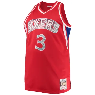 Men's Philadelphia 76ers Allen Iverson Red Big & Tall 1996/97 NBA 75th Anniversary Diamond Swingman Jersey 02