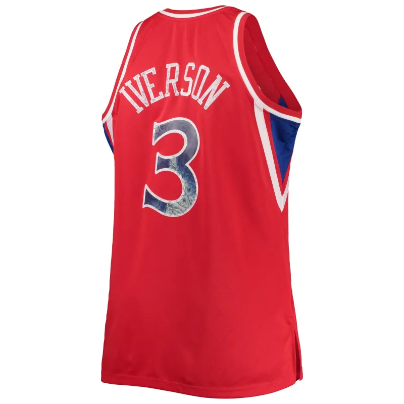 Men's Philadelphia 76ers Allen Iverson Red Big & Tall 1996/97 NBA 75th Anniversary Diamond Swingman Jersey