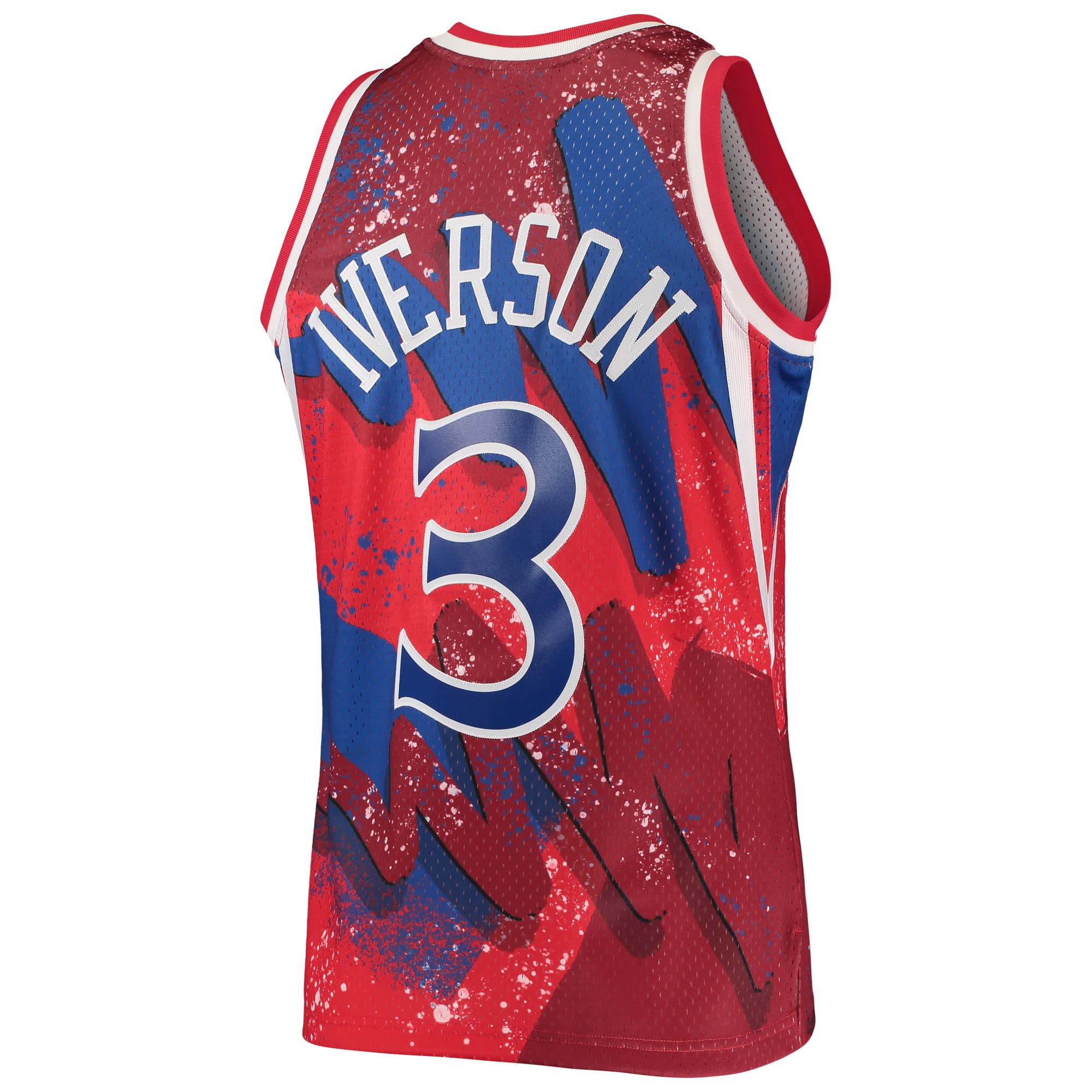 Men's Philadelphia 76ers Allen Iverson Red Hardwood Classics 1996/97 Hyper Hoops Swingman Jersey