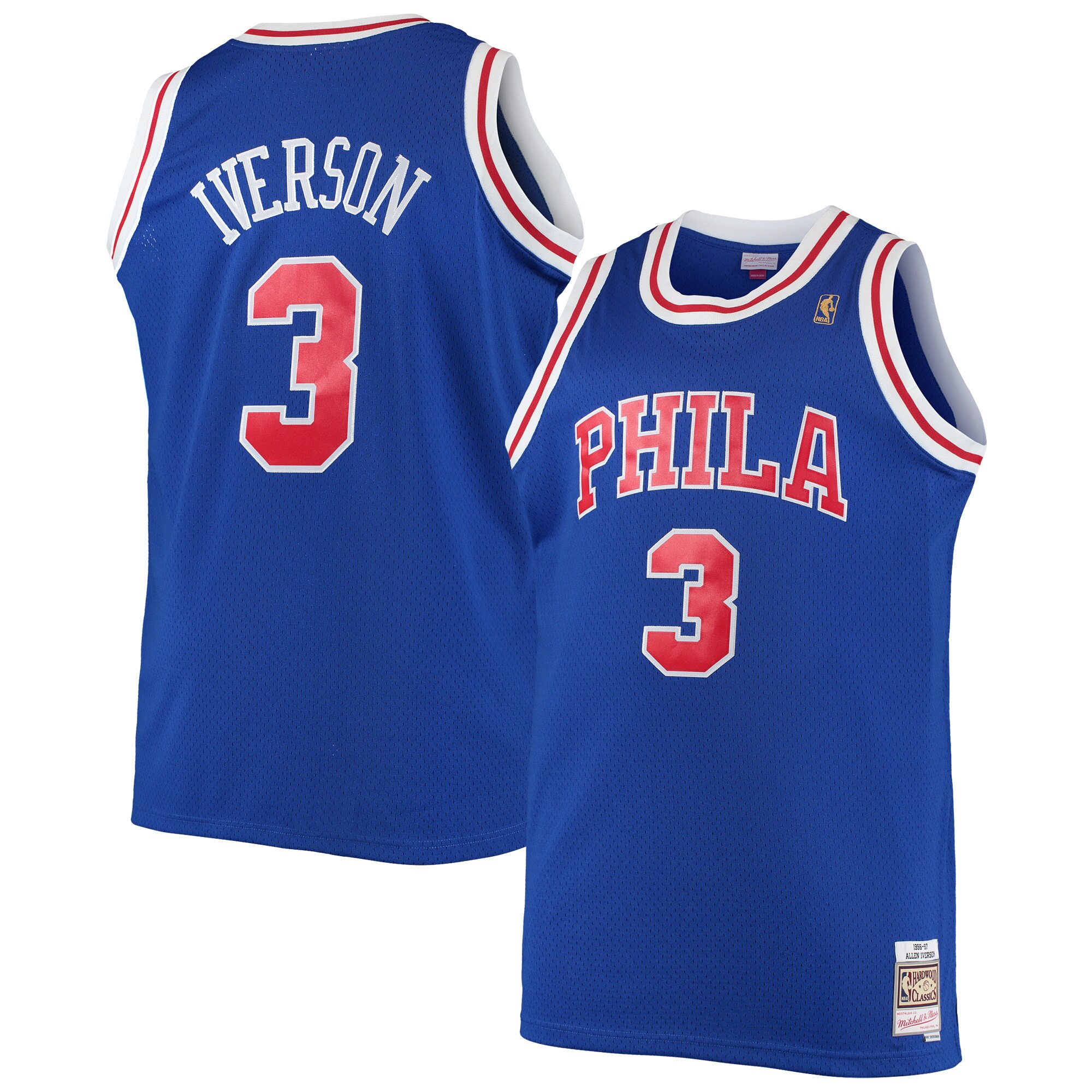 Men's Philadelphia 76ers Allen Iverson Royal 1996/97 Big & Tall Hardwood Classics Swingman Jersey