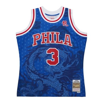 Men's Philadelphia 76ers Allen Iverson Royal 1996/97 Hardwood Classics Asian Heritage 6.0 Swingman Throwback Player Jersey 02