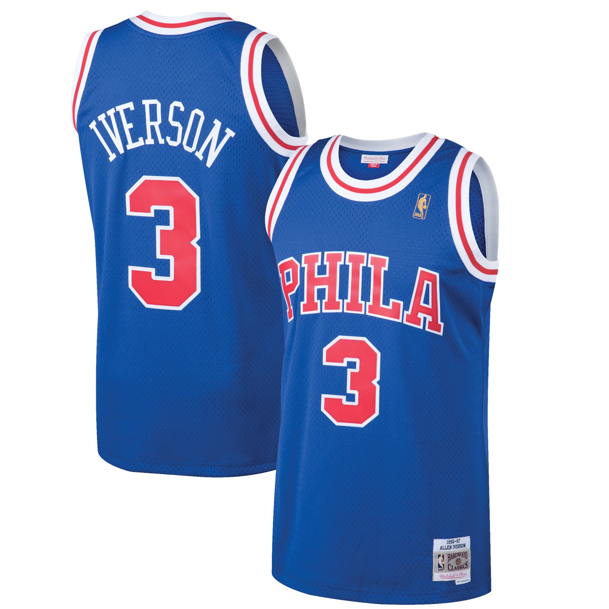 Men's Philadelphia 76ers Allen Iverson Royal 1996/97 Hardwood Classics Swingman Jersey