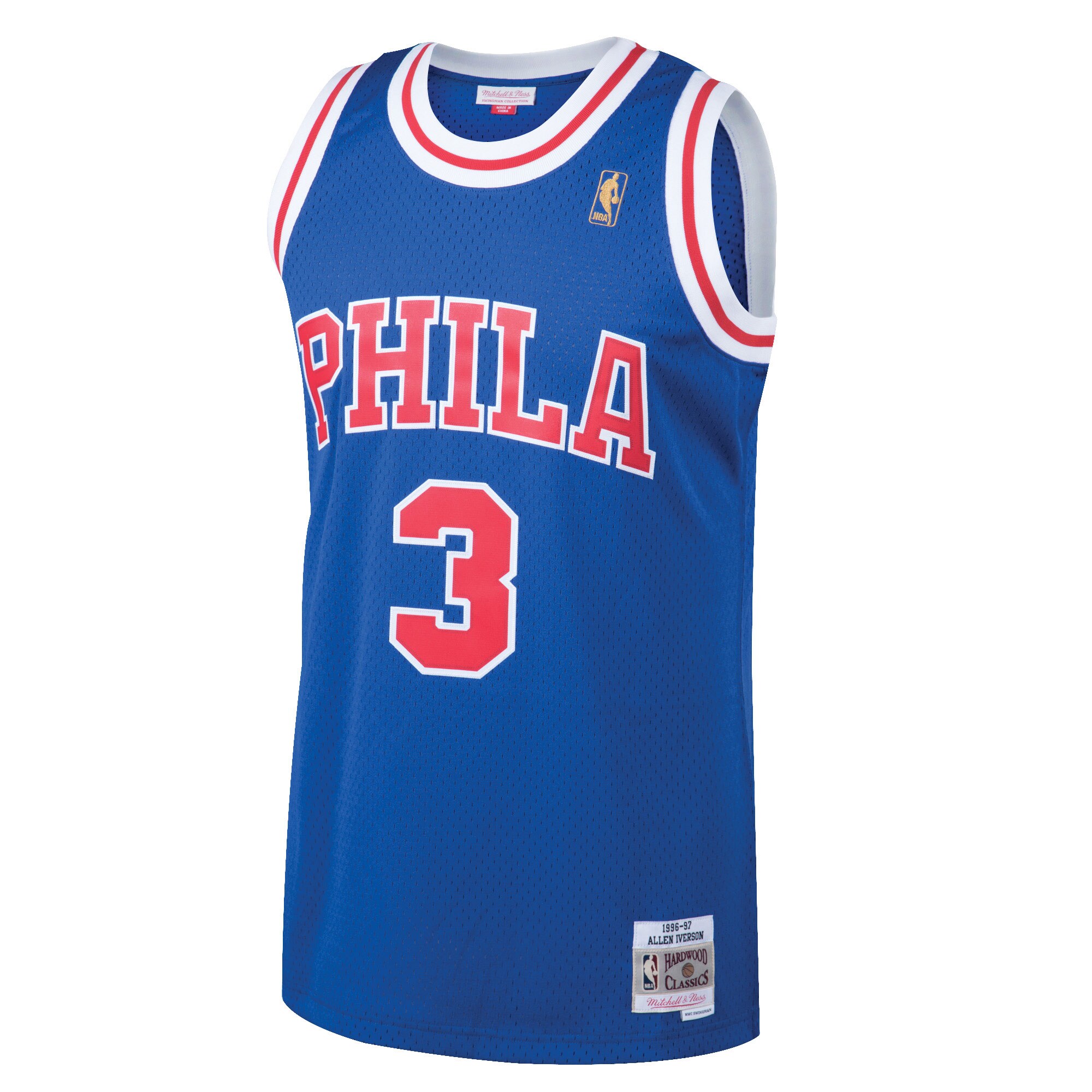 Men's Philadelphia 76ers Allen Iverson Royal 1996/97 Hardwood Classics Swingman Jersey