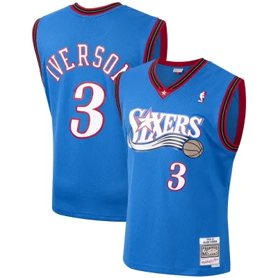 Men's Philadelphia 76ers Allen Iverson Royal 1999/2000 Hardwood Classics Swingman Jersey 01