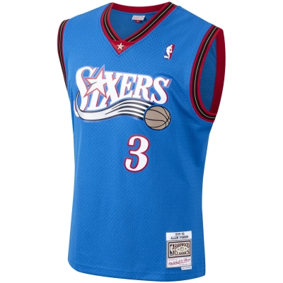 Men's Philadelphia 76ers Allen Iverson Royal 1999/2000 Hardwood Classics Swingman Jersey 02