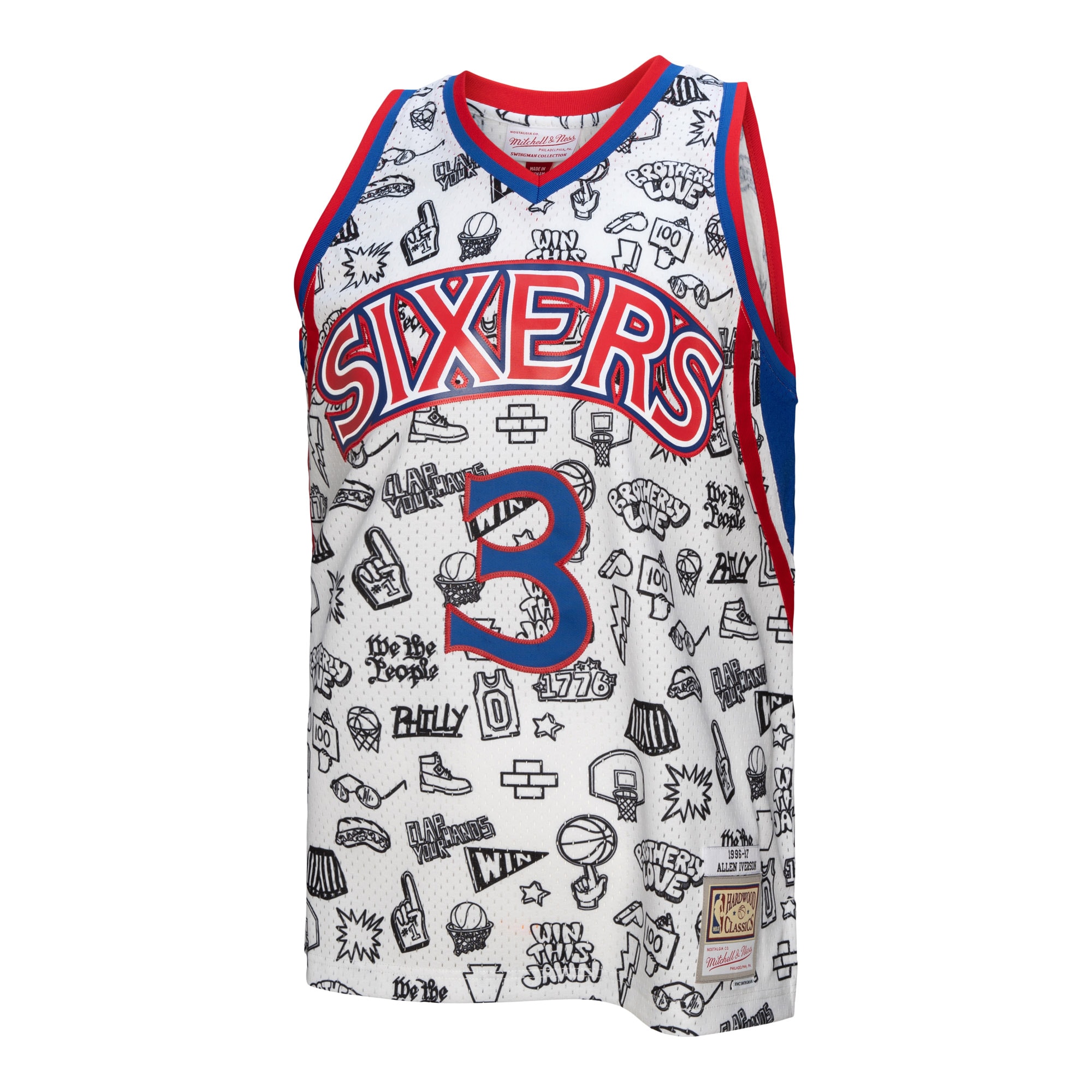 Men's Philadelphia 76ers Allen Iverson White 1996/97 Swingman Jersey