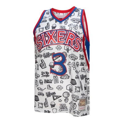 Men's Philadelphia 76ers Allen Iverson White 1996/97 Swingman Jersey 02