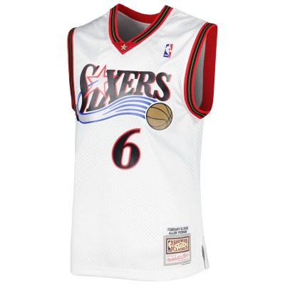 Men's Philadelphia 76ers Allen Iverson White 2001/02 Hardwood Classics Swingman Jersey 02