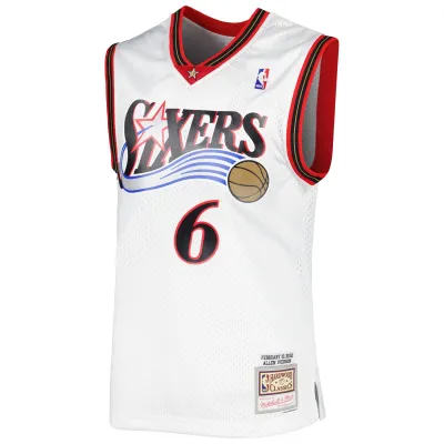 Men's Philadelphia 76ers Allen Iverson White 2001/02 Hardwood Classics Swingman Jersey 02