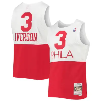 Men's Philadelphia 76ers Allen Iverson White 2003/2004 Hardwood Classics Swingman Jersey 01