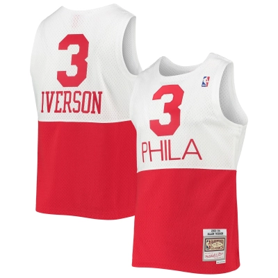 Men's Philadelphia 76ers Allen Iverson White 2003/2004 Hardwood Classics Swingman Jersey 01